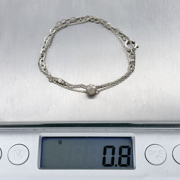 Vintage Sterling Silver 925 Bead Slide Necklace 12.75"-15.75 - Picture 3 of 3